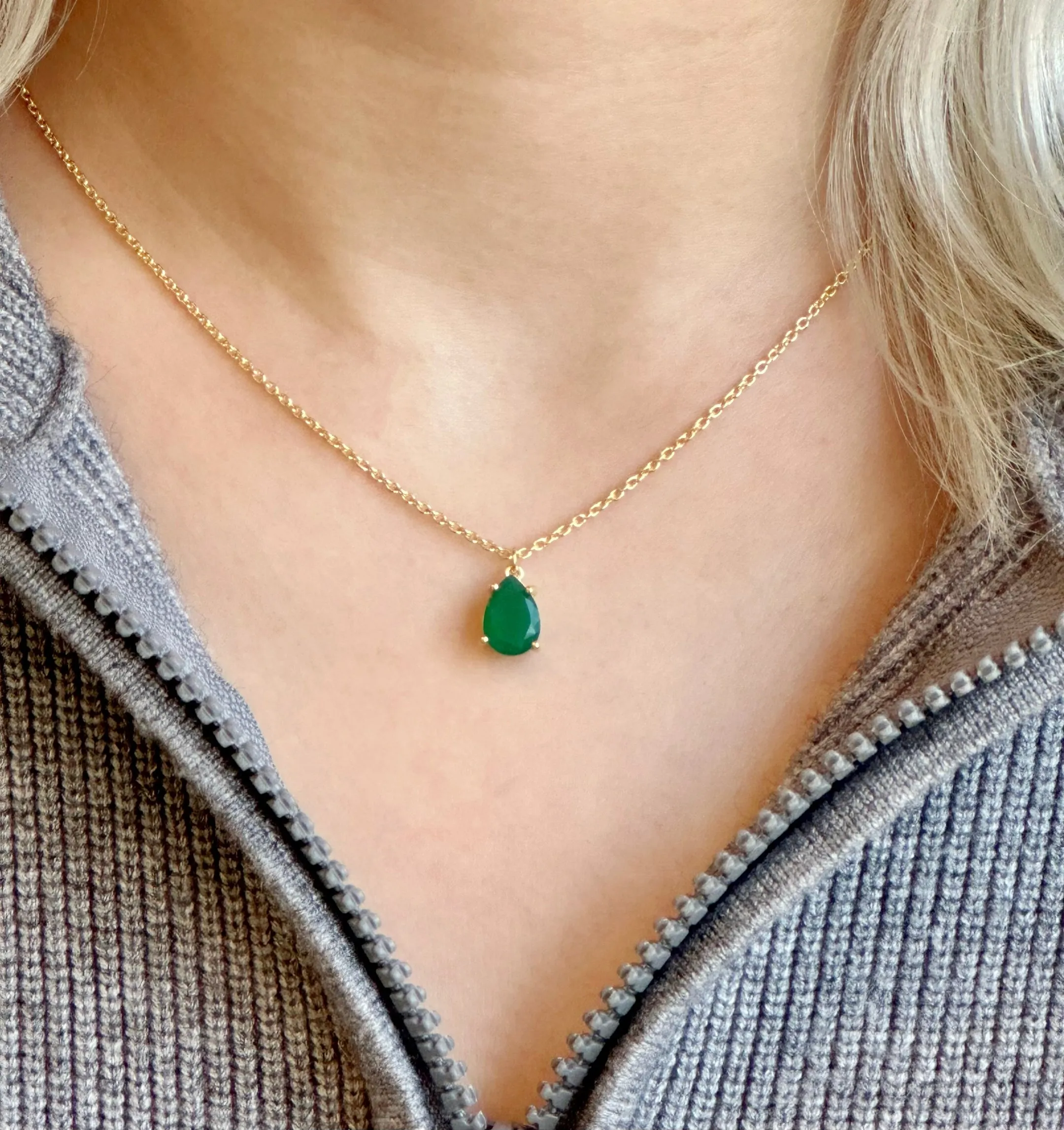 Amare Wear Celebration Collection - May Birthstone Necklace Green Onyx