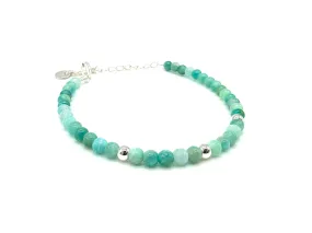 Amazonite Silver Dainty Bracelet