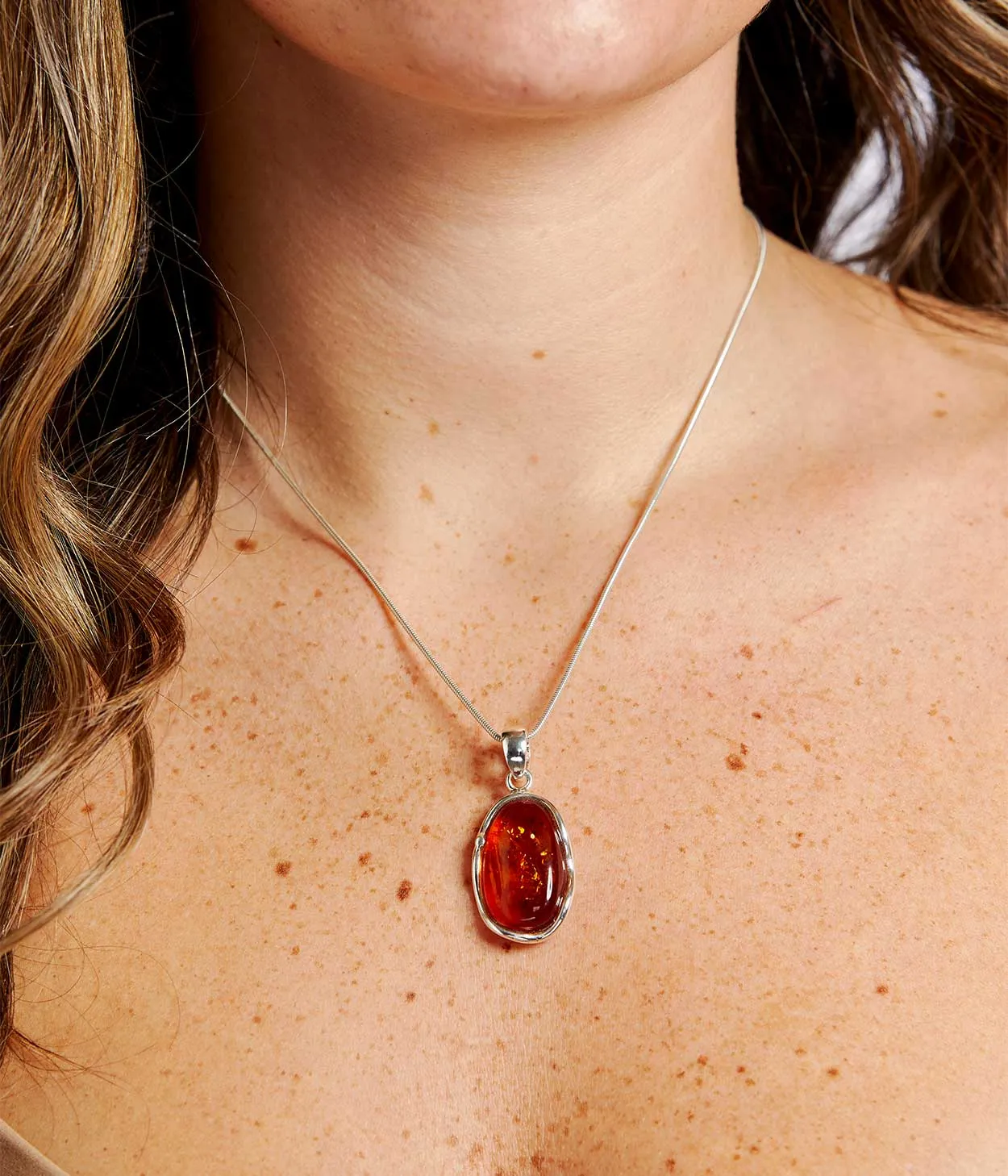 Amber Ripple Pendant Necklace