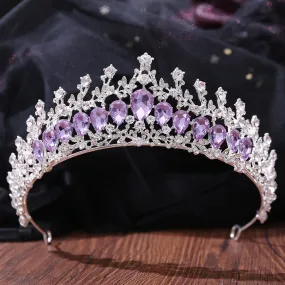 American popular wedding bridal accessories hair accessories headband luxury rhinestone lavender crystal birthday holiday crown