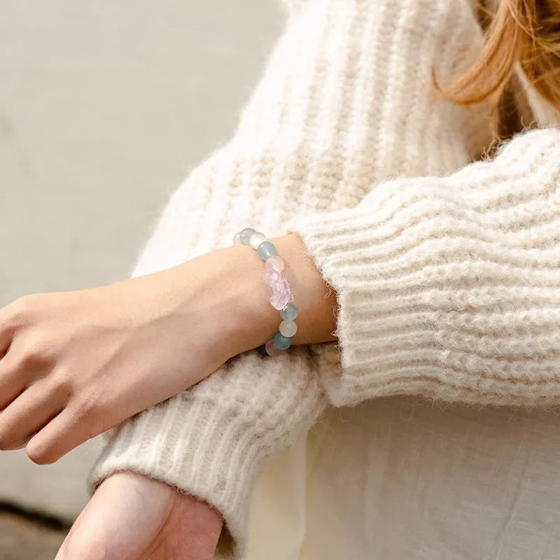 Amethyst and Aquamarine Crystal Bracelet for Girlfriend's Gift