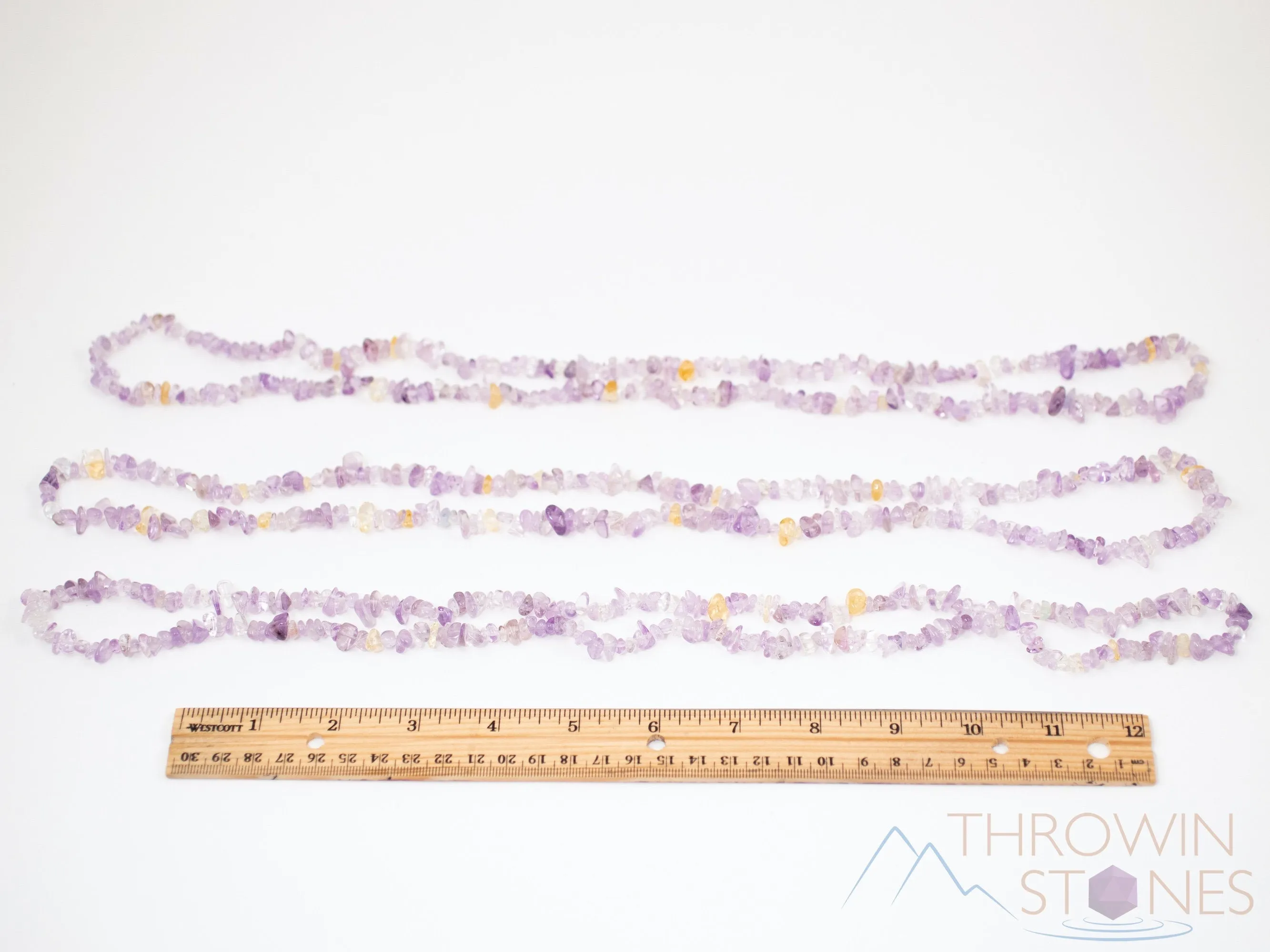 AMETHYST CITRINE Crystal Necklace - Chip Beads - Long Crystal Necklace, Beaded Necklace, Handmade Jewelry, E1790