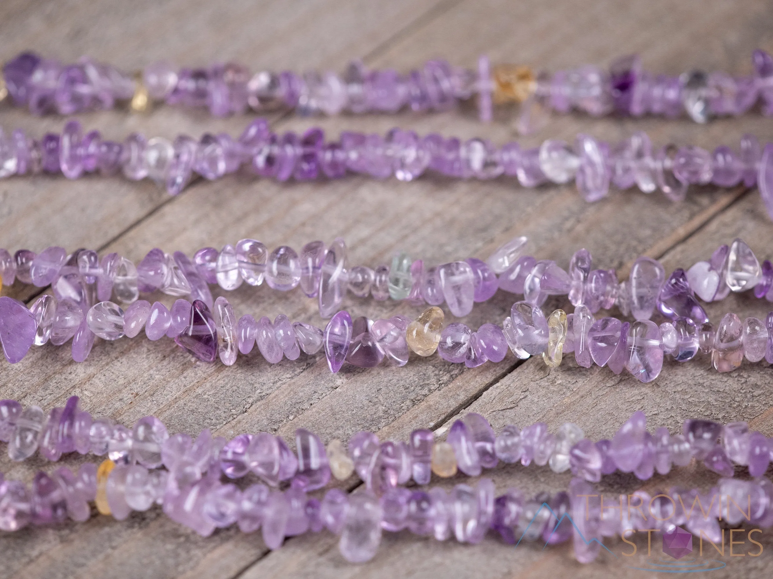 AMETHYST CITRINE Crystal Necklace - Chip Beads - Long Crystal Necklace, Beaded Necklace, Handmade Jewelry, E1790