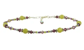 Amethyst Olive Jade Beaded Anklet