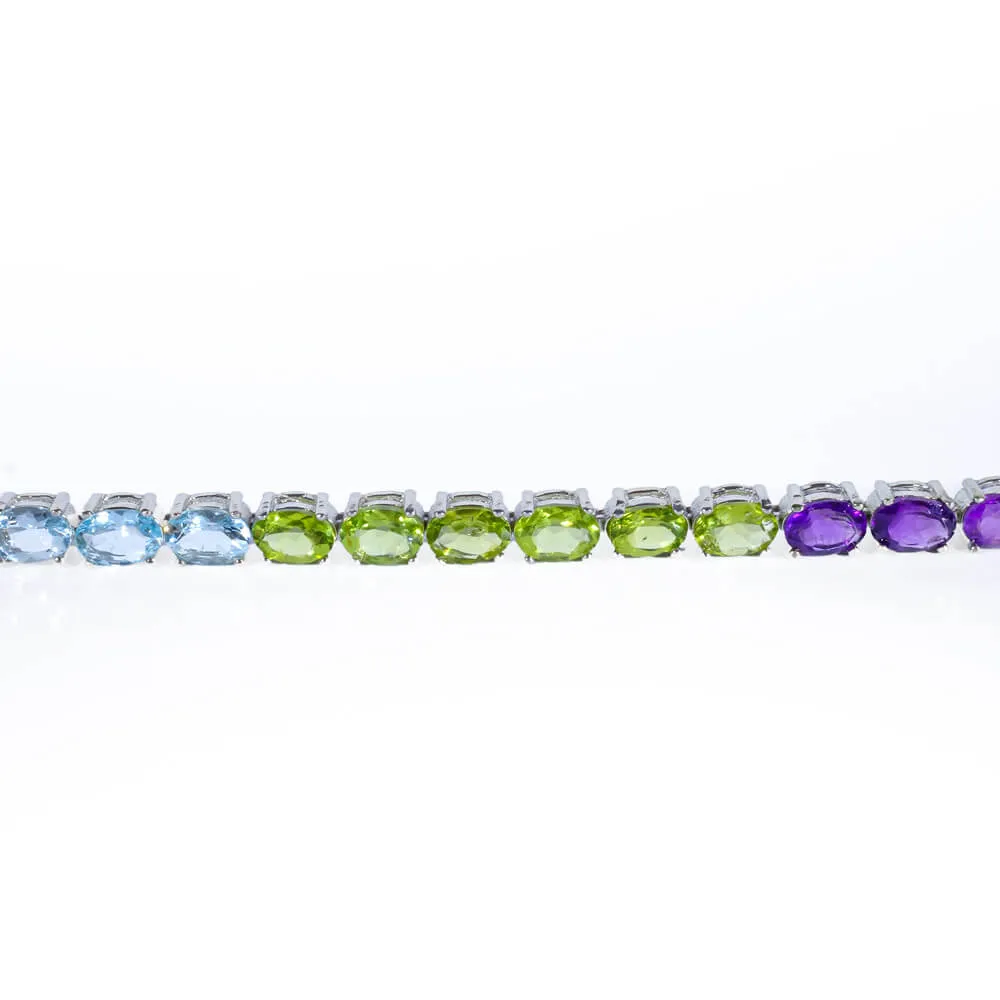 Amethyst-Zebercet-Blue Topaz Gemstone Silver Bracelet SCB-012