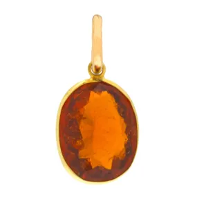 Antique 18ct Gold Madeira Citrine Bezel-Set Charm,  0.82ct