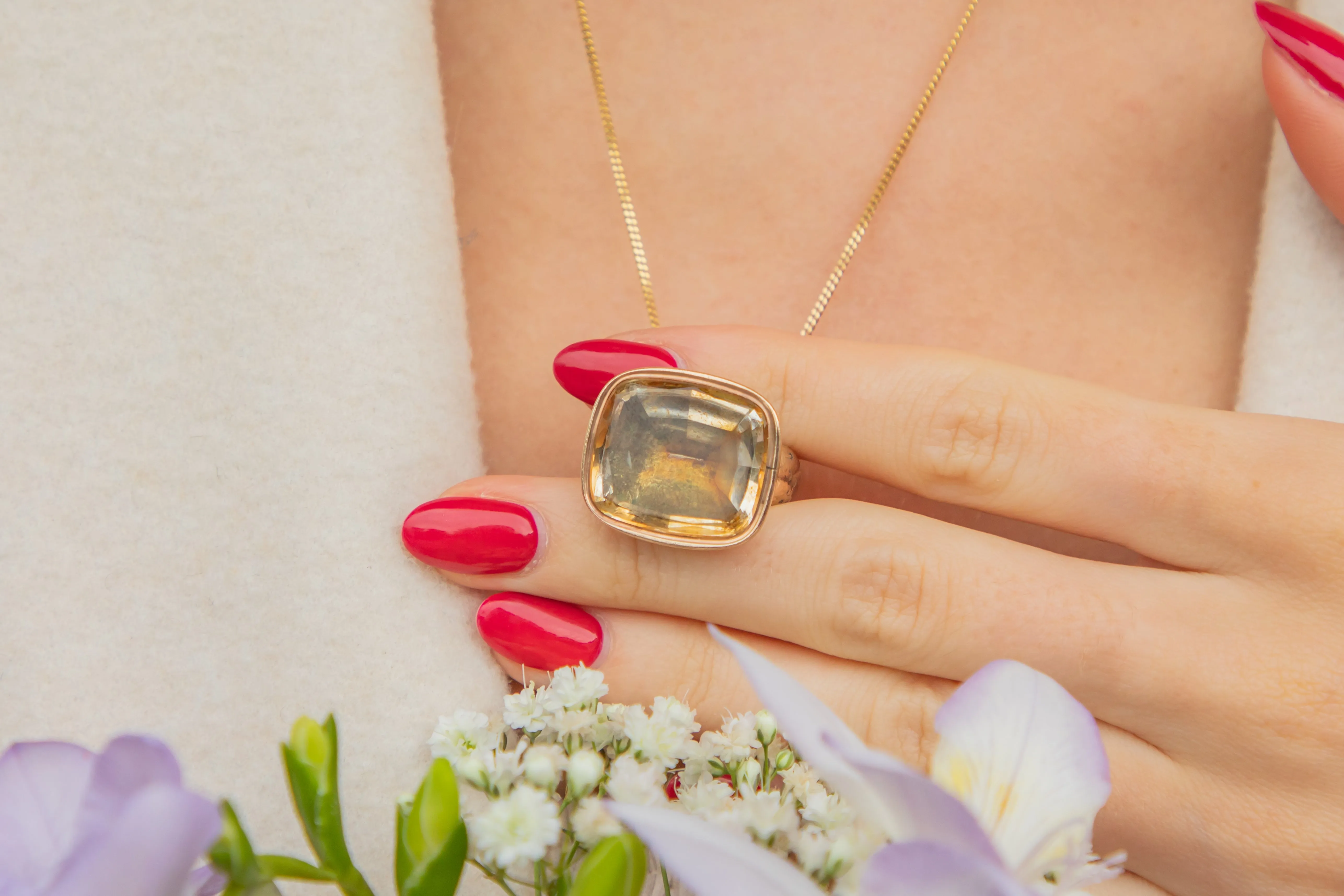 Antique 9ct Gold Cased Citrine Fob Pendant