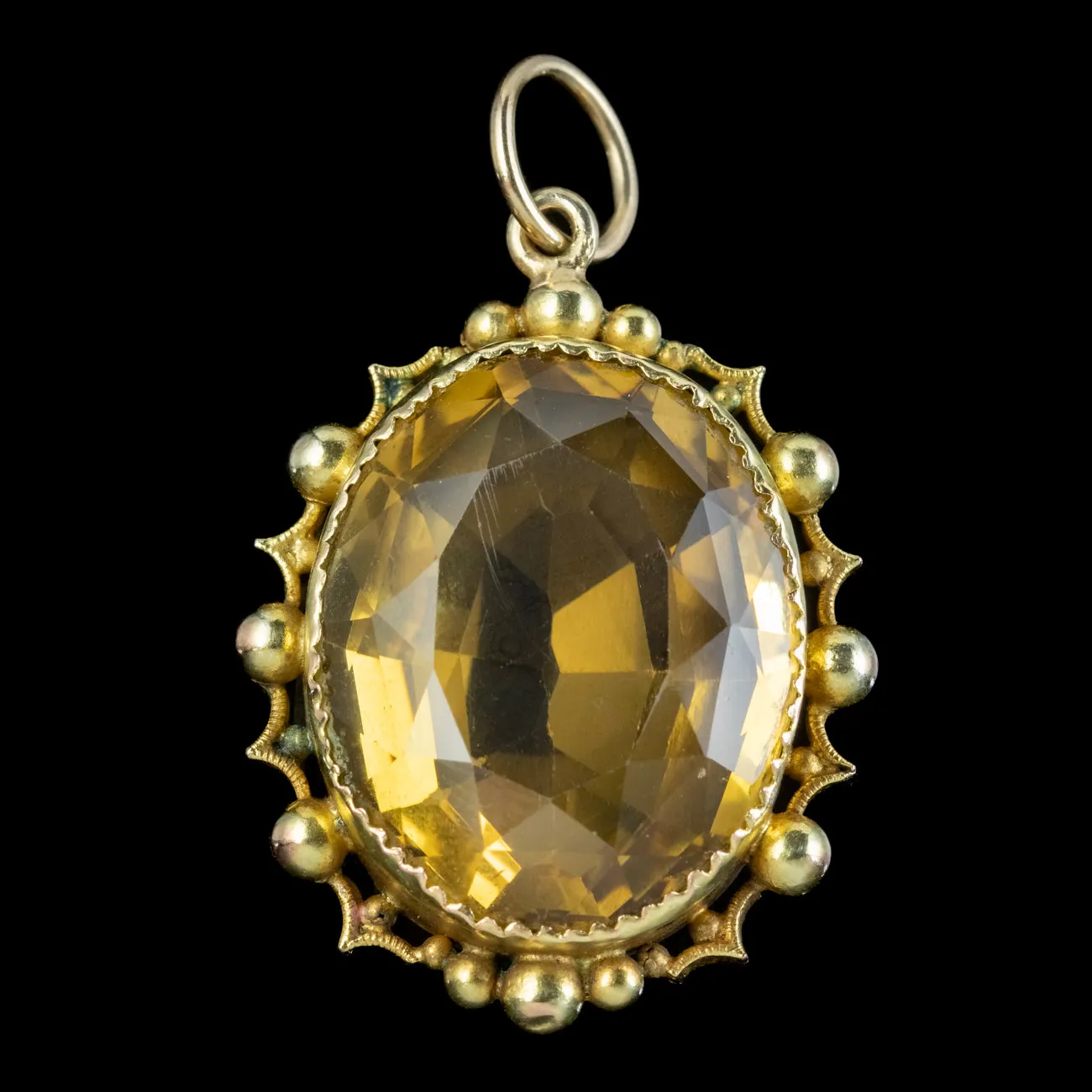 Antique Victorian Citrine Pendant 15ct Gold 25ct Citrine