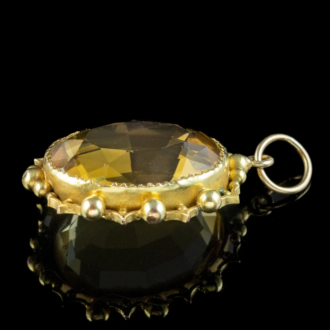 Antique Victorian Citrine Pendant 15ct Gold 25ct Citrine