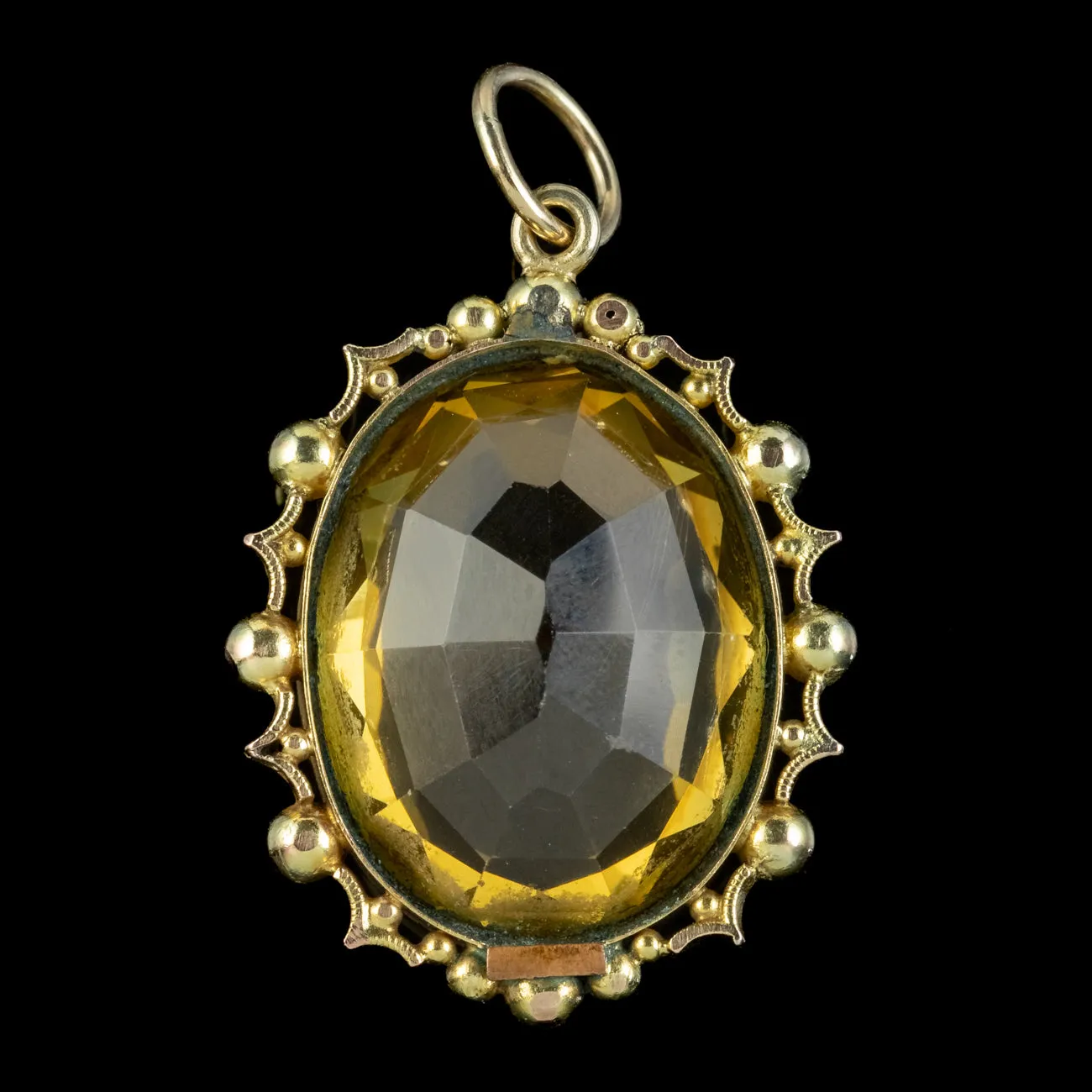 Antique Victorian Citrine Pendant 15ct Gold 25ct Citrine