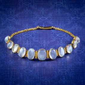 Antique Victorian Moonstone Bracelet 9ct Gold Circa 1880