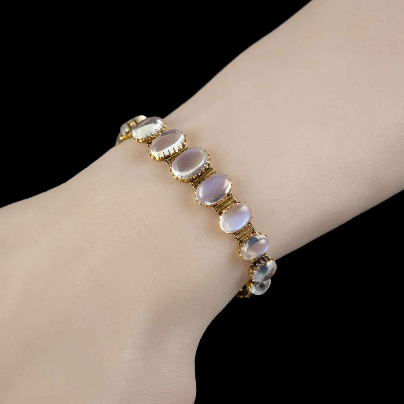 Antique Victorian Moonstone Bracelet 9ct Gold Circa 1880