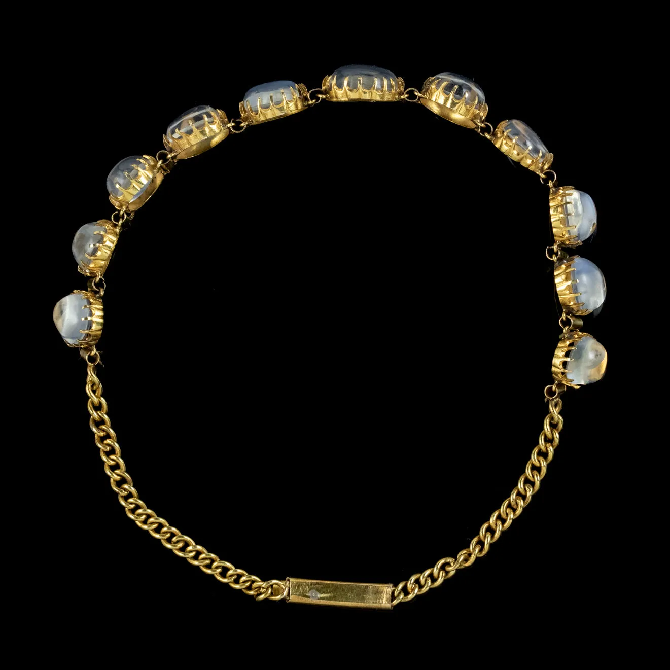 Antique Victorian Moonstone Bracelet 9ct Gold Circa 1880