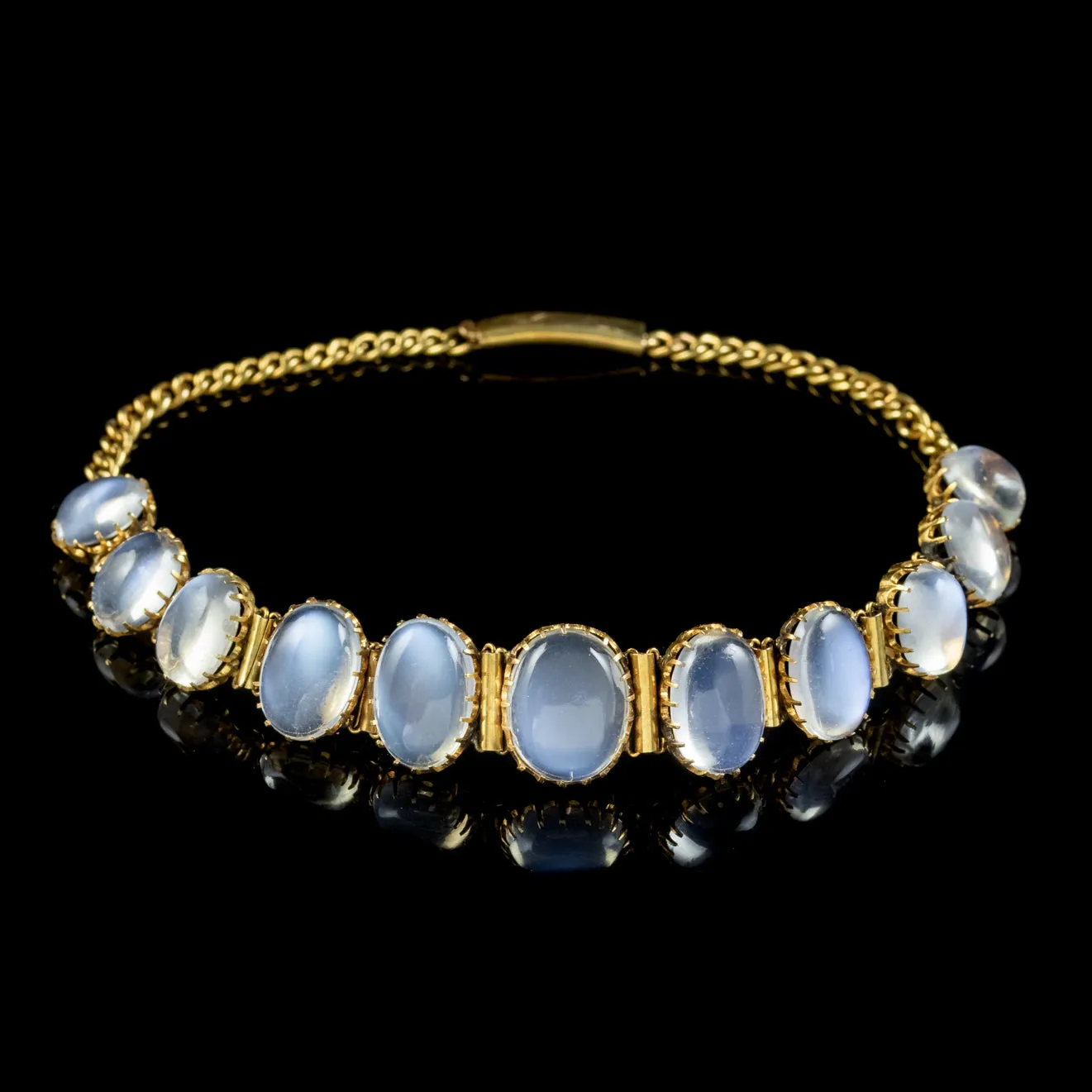 Antique Victorian Moonstone Bracelet 9ct Gold Circa 1880