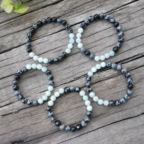 Aquamarine & Obsidian Bracelet