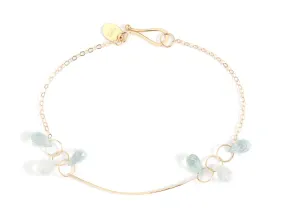 Aquamarine and Moonstone Bone Chain Bracelet