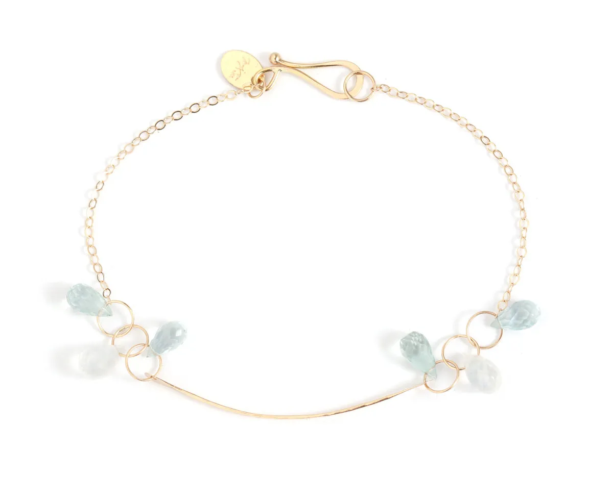 Aquamarine and Moonstone Bone Chain Bracelet