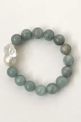 Aquamarine  Baroque Pearl Bracelet