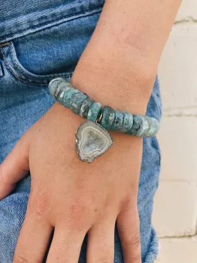 Aquamarine Bracelet // Druzy Charm