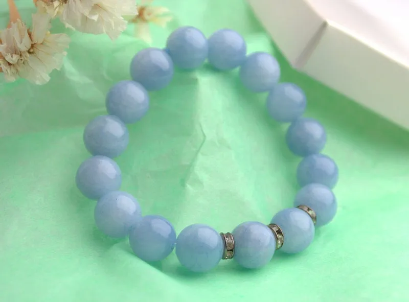 Aquamarine healing bracelet Natural sky blue Gemstone beaded stretch bracelet Genuine aquamarine jewelry Personalized unisex birthstone