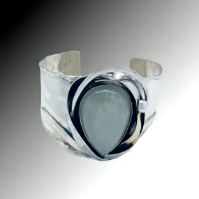 Aquamarine Silver & Gold Cuff Bracelet