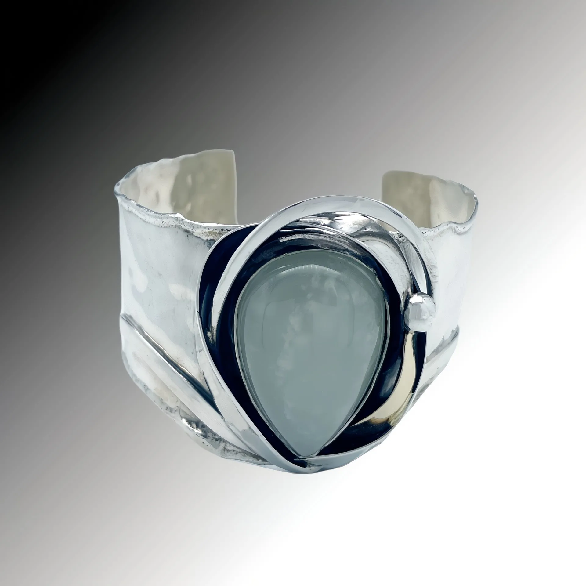 Aquamarine Silver & Gold Cuff Bracelet