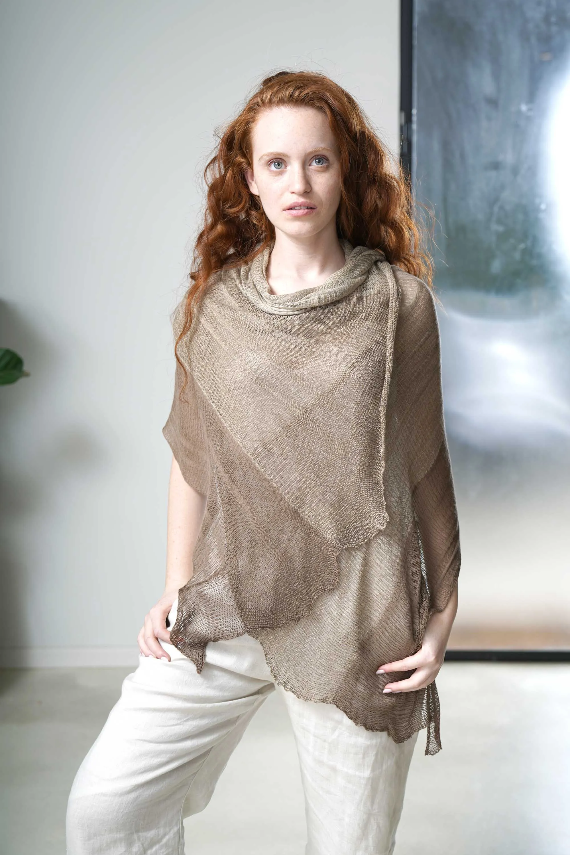 Aqvarelle Ripples Bamboo Scarf - Tan Brown