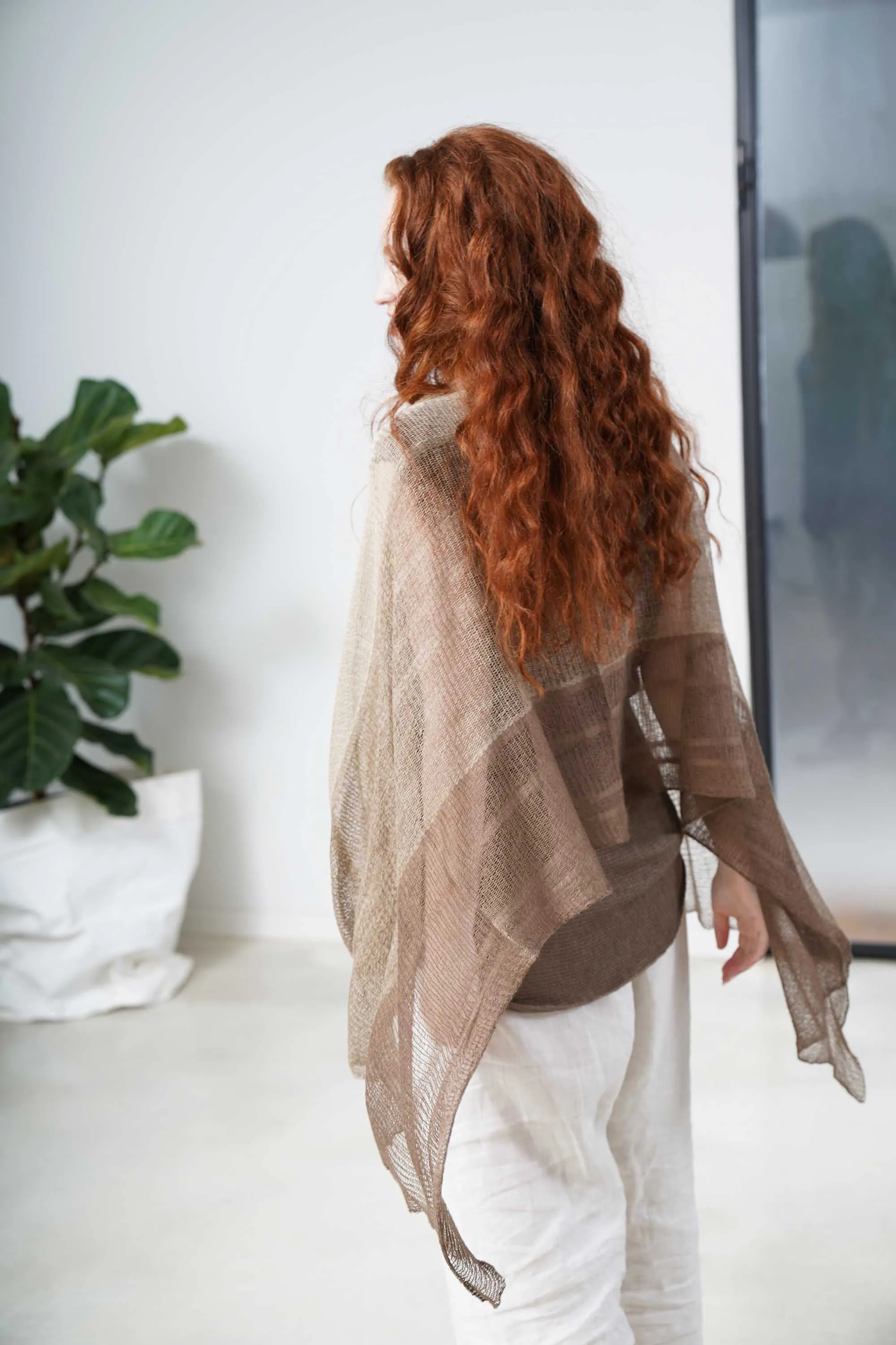 Aqvarelle Ripples Bamboo Scarf - Tan Brown