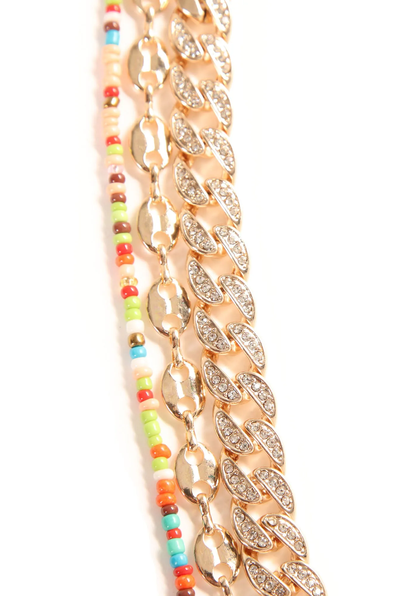 Arcoiris Layered Anklet Trio - Gold/Multi