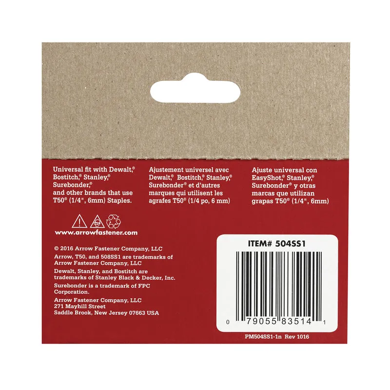 Arrow T50 3/8 in. W X 1/4 in. L 18 Ga. Flat Crown Heavy Duty Staples 1000 pk