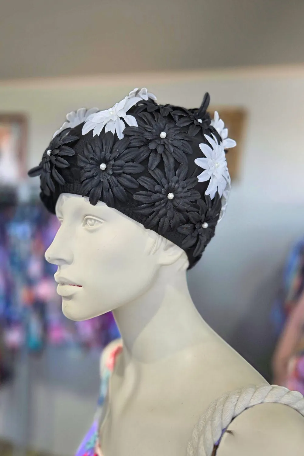 AS Bathing Cap - Black Floral