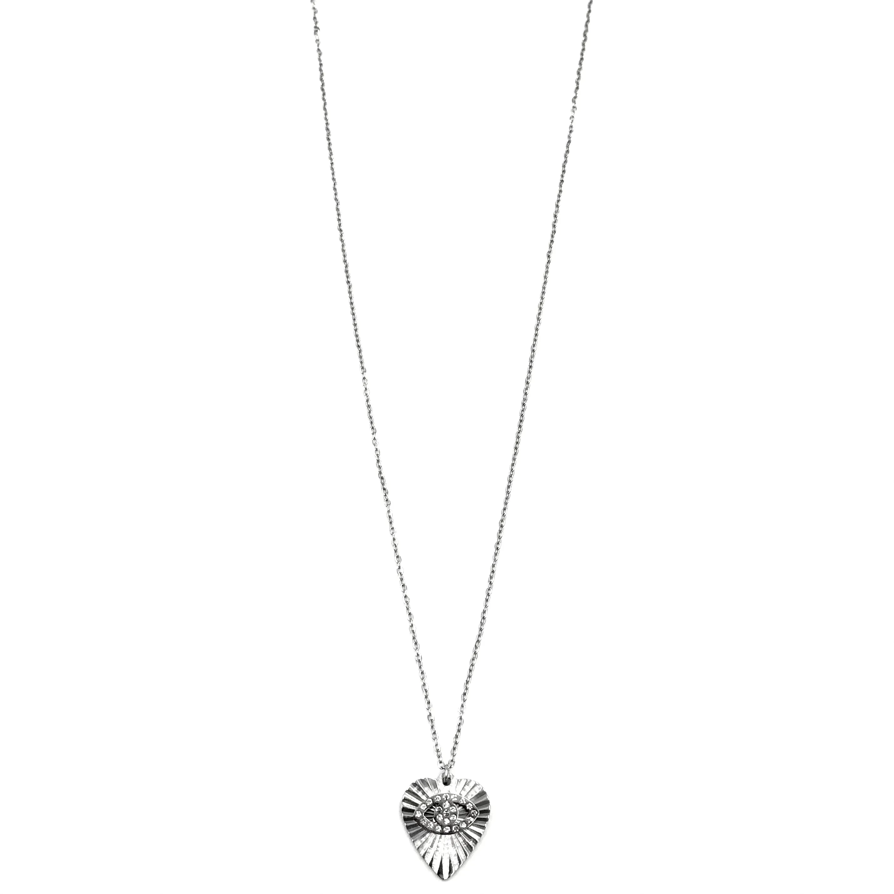 Ashley Gold Stainless Steel Etched Heart Necklace