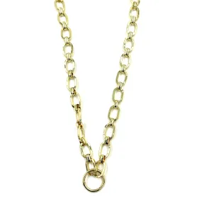 Ashley Gold Stainless Steel Gold Plated Circle Center Pendant Link Necklace