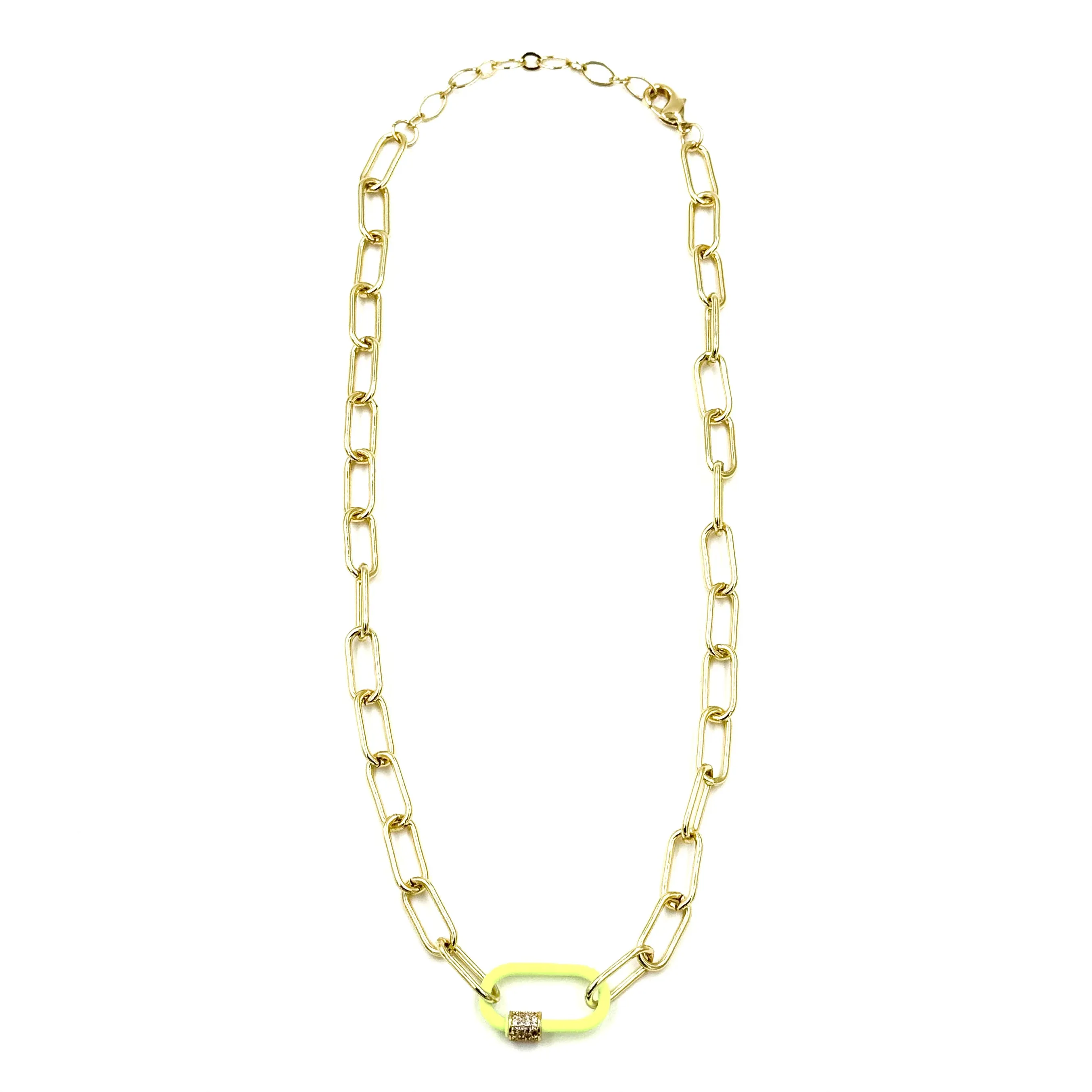 Ashley Gold Stainless Steel Neon Enamel Lock Necklace