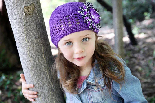 Baby Bezak - Purple Cap With Zebra Flower