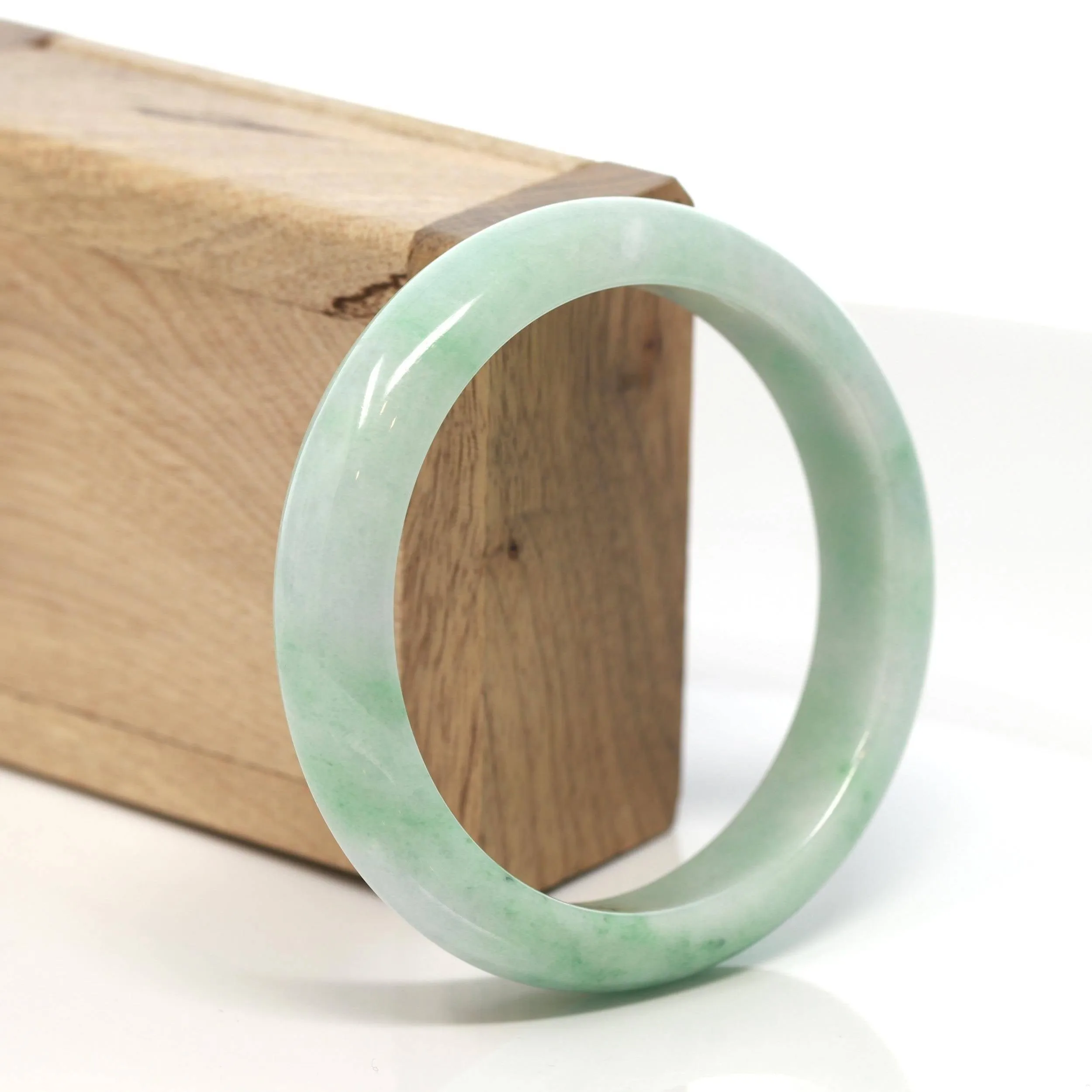 Baikalla™ "Classic Bangle" Genuine Burmese Green Jadeite Jade Bangle Bracelet (58.4 mm) #131