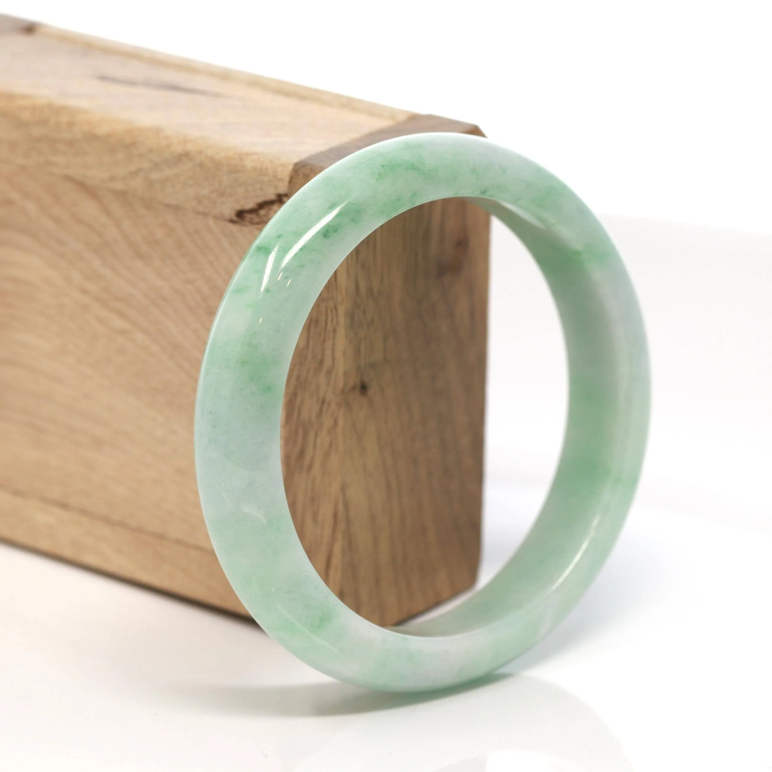 Baikalla™ "Classic Bangle" Genuine Burmese Green Jadeite Jade Bangle Bracelet (58.4 mm) #131