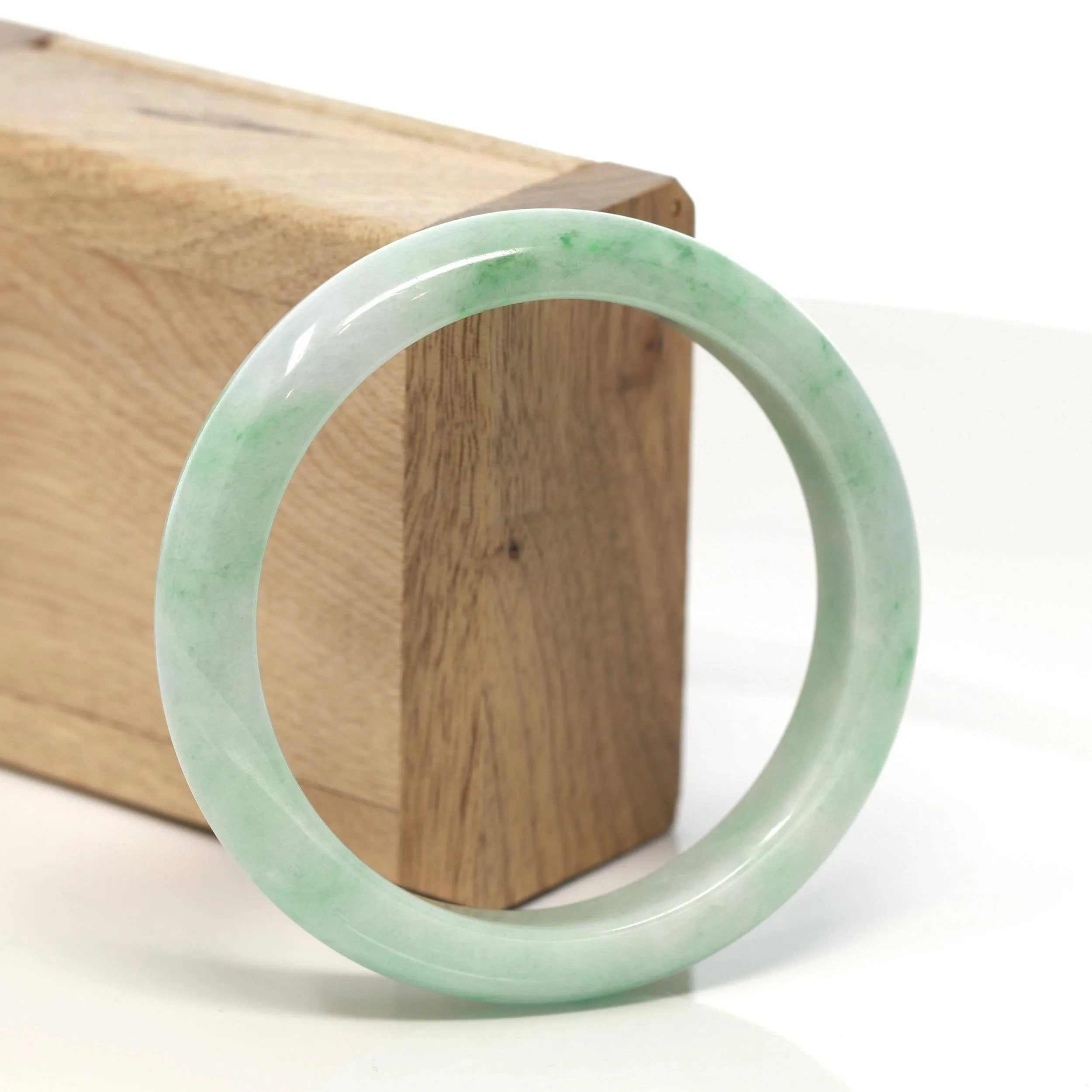 Baikalla™ "Classic Bangle" Genuine Burmese Green Jadeite Jade Bangle Bracelet (58.4 mm) #131