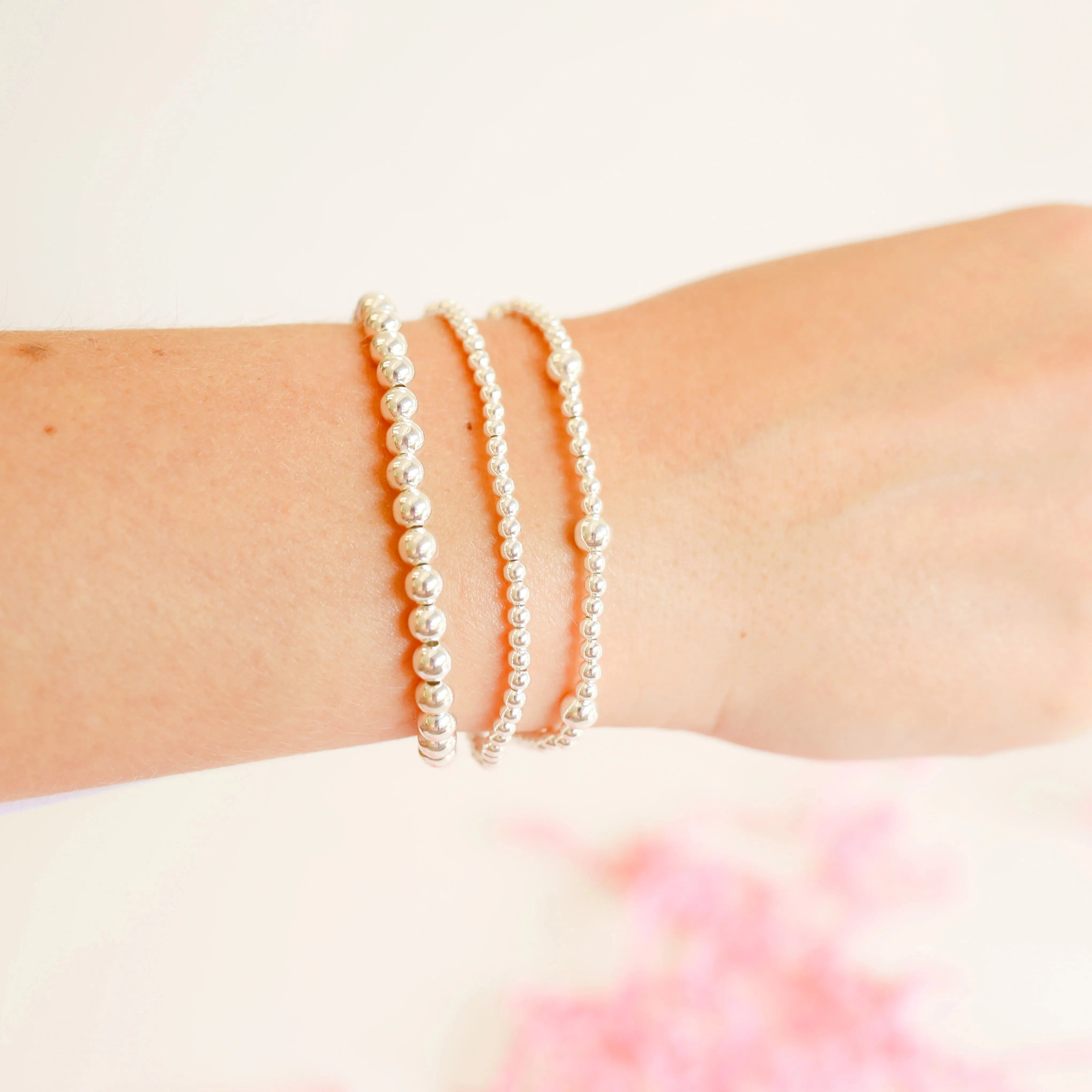 Beaded Blondes | Set of Three | Everyday Bracelet Stack in Silver