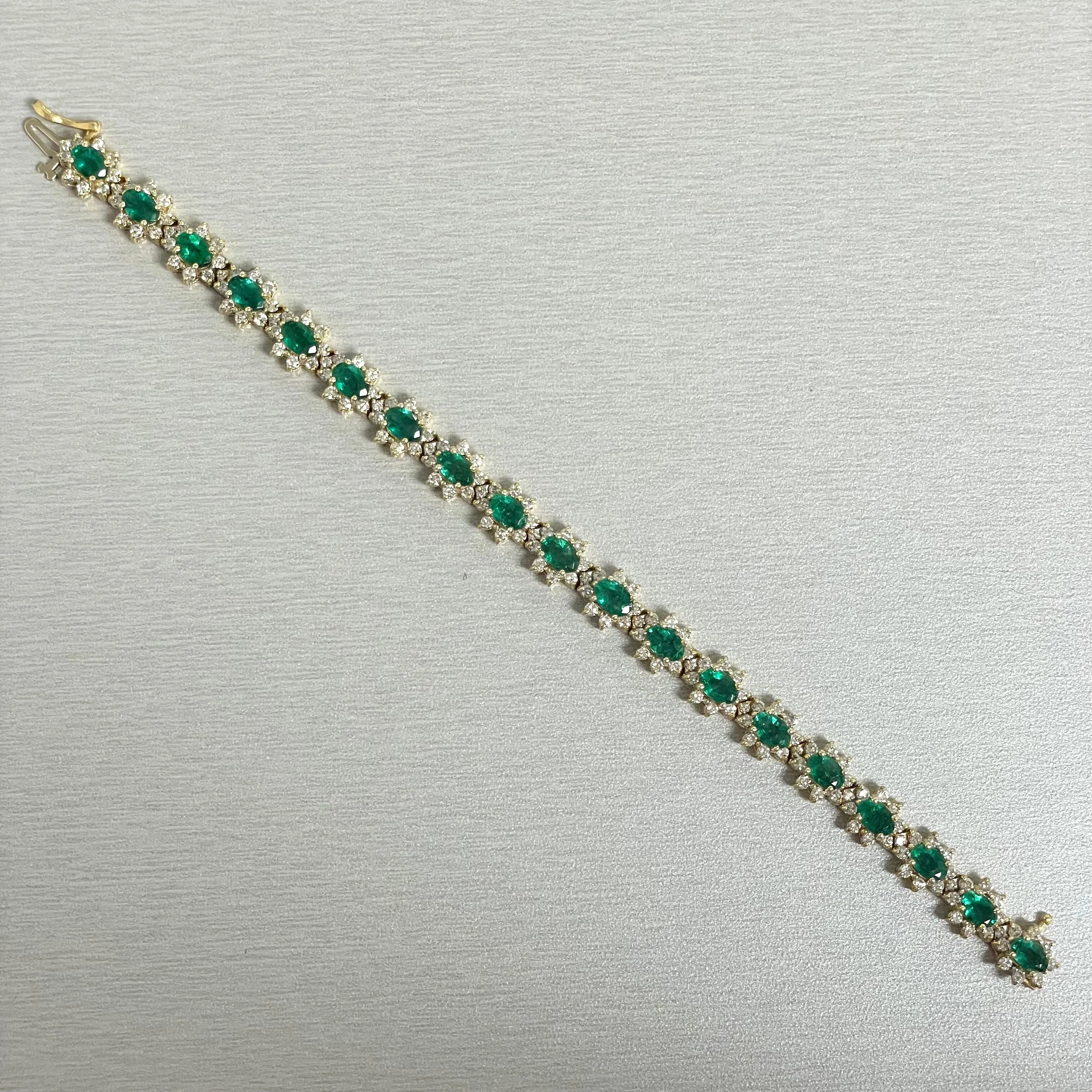 Beauvince Florence Bracelet (11.66 ct Diamonds & Emeralds) in Yellow Gold