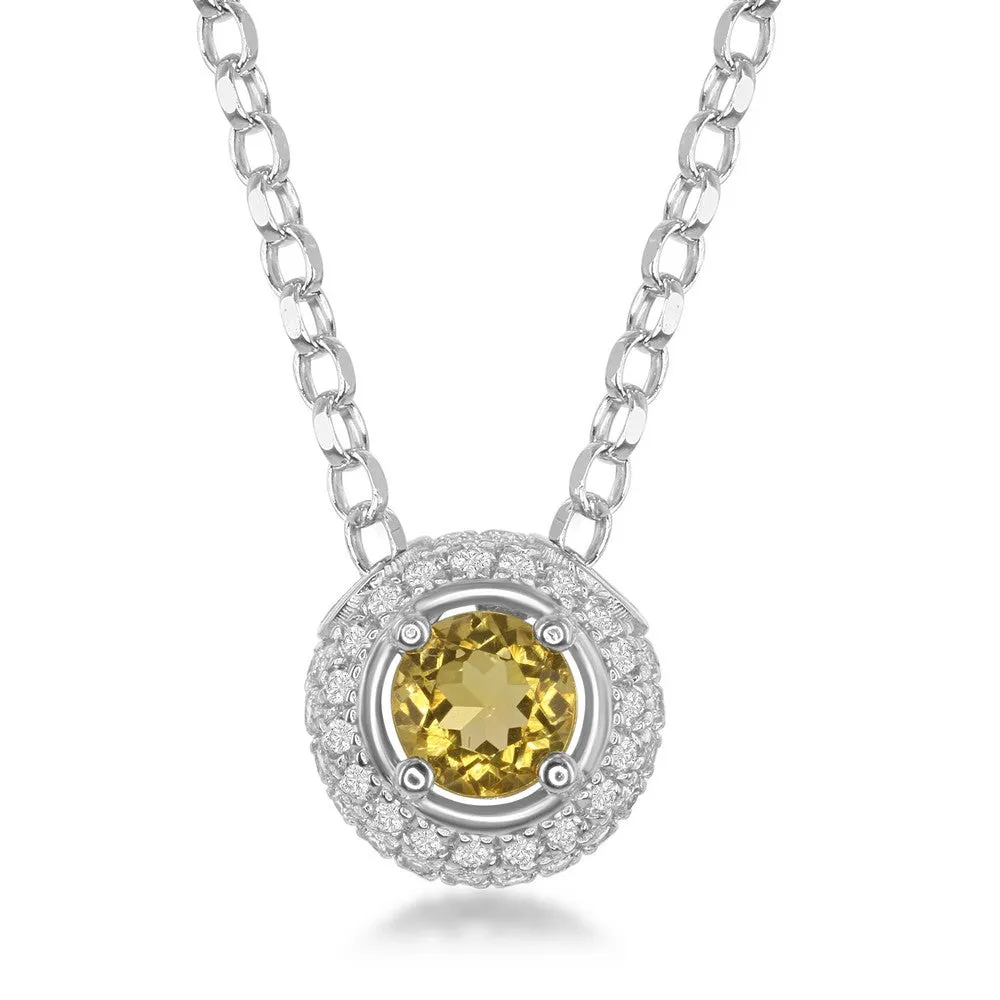 Bellissima Sterling Silver Citrine and White Topaz Pendant (88946)