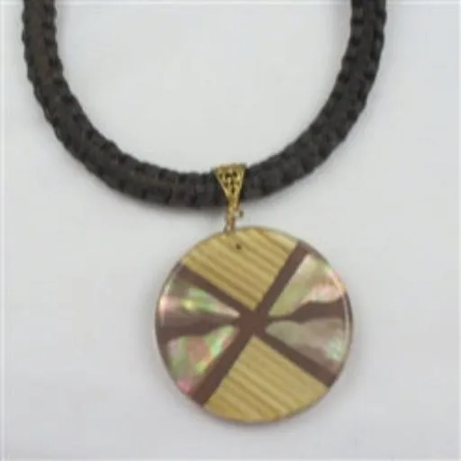 Big Bamboo Inlay Pendant Necklace Affordable Unisex