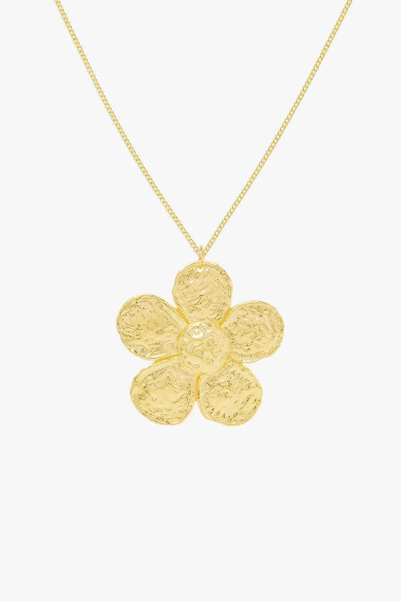 Big Flower Necklace Gold Plated