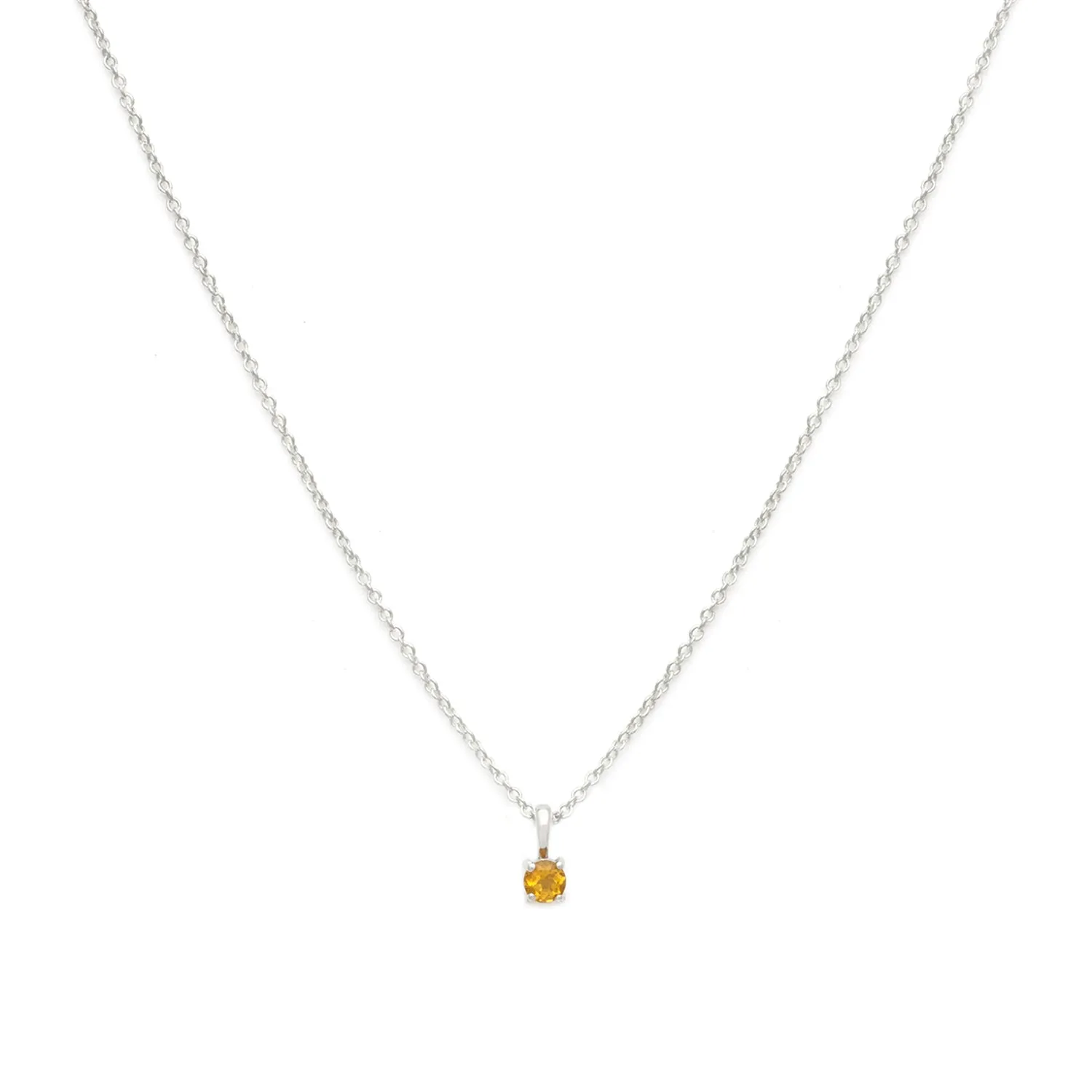 Birthstone Necklace | Silver & Citrine