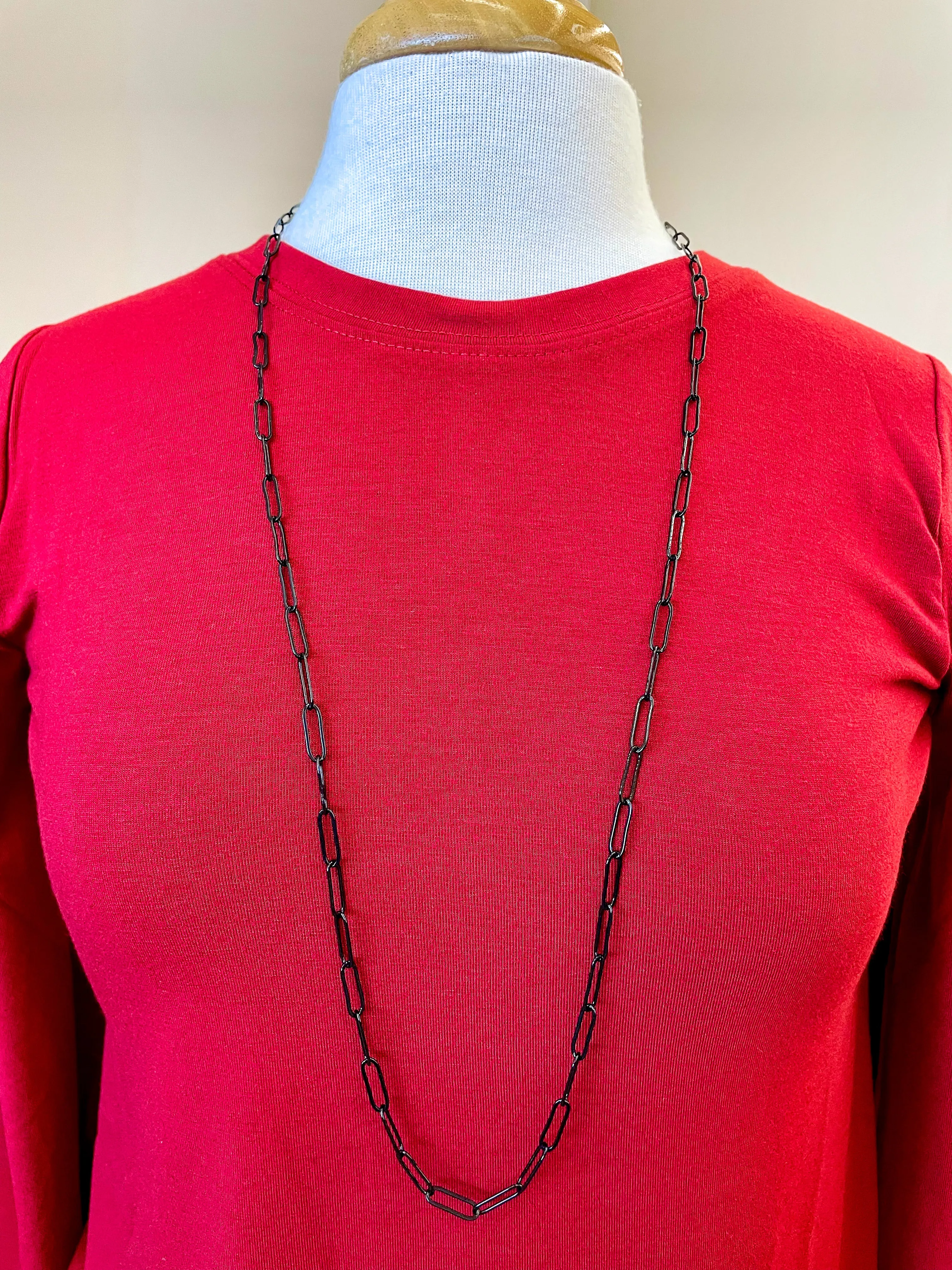 Black Color Coated Chain 36" Necklace