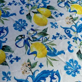 Blue Lemon Maiolica Print Foulard