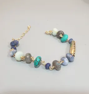 Blue Multi Stone Chain Bracelet