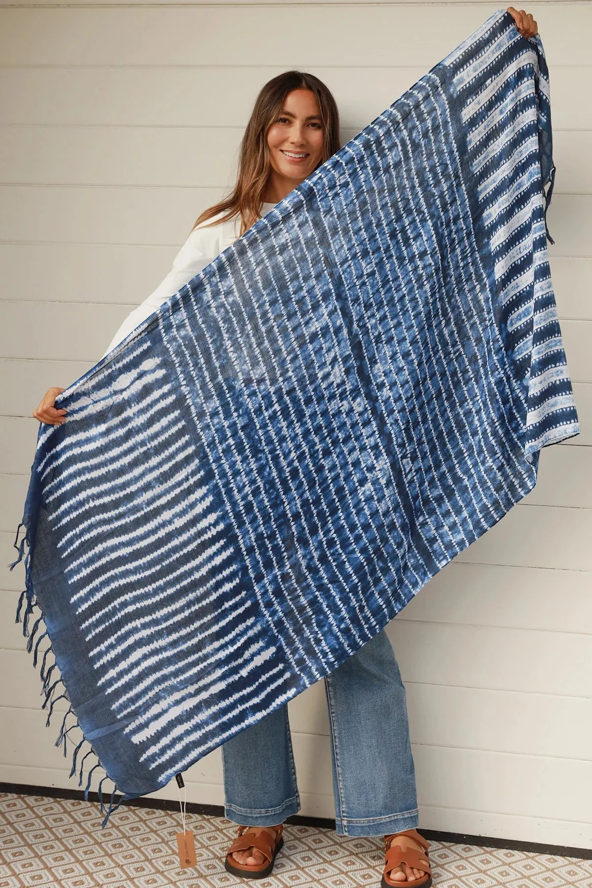 Blue Patterned Design Scarf by Lemon Tree