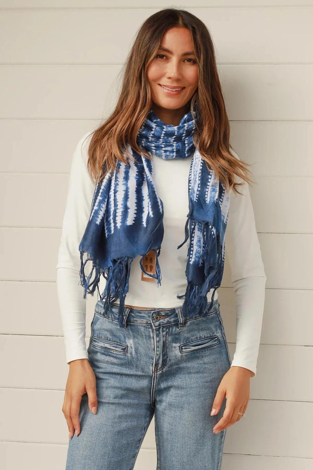 Blue Patterned Design Scarf by Lemon Tree