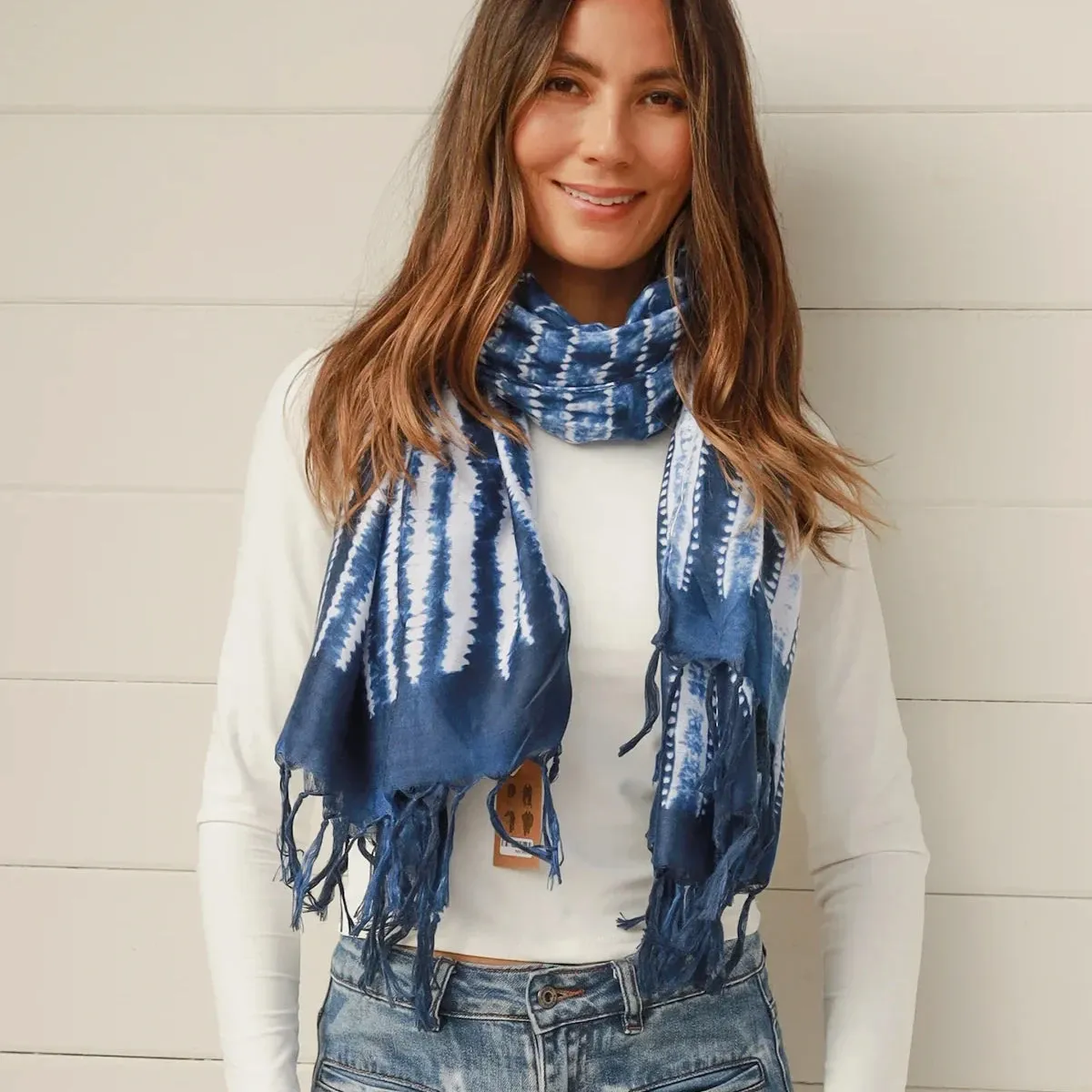 Blue Patterned Design Scarf by Lemon Tree